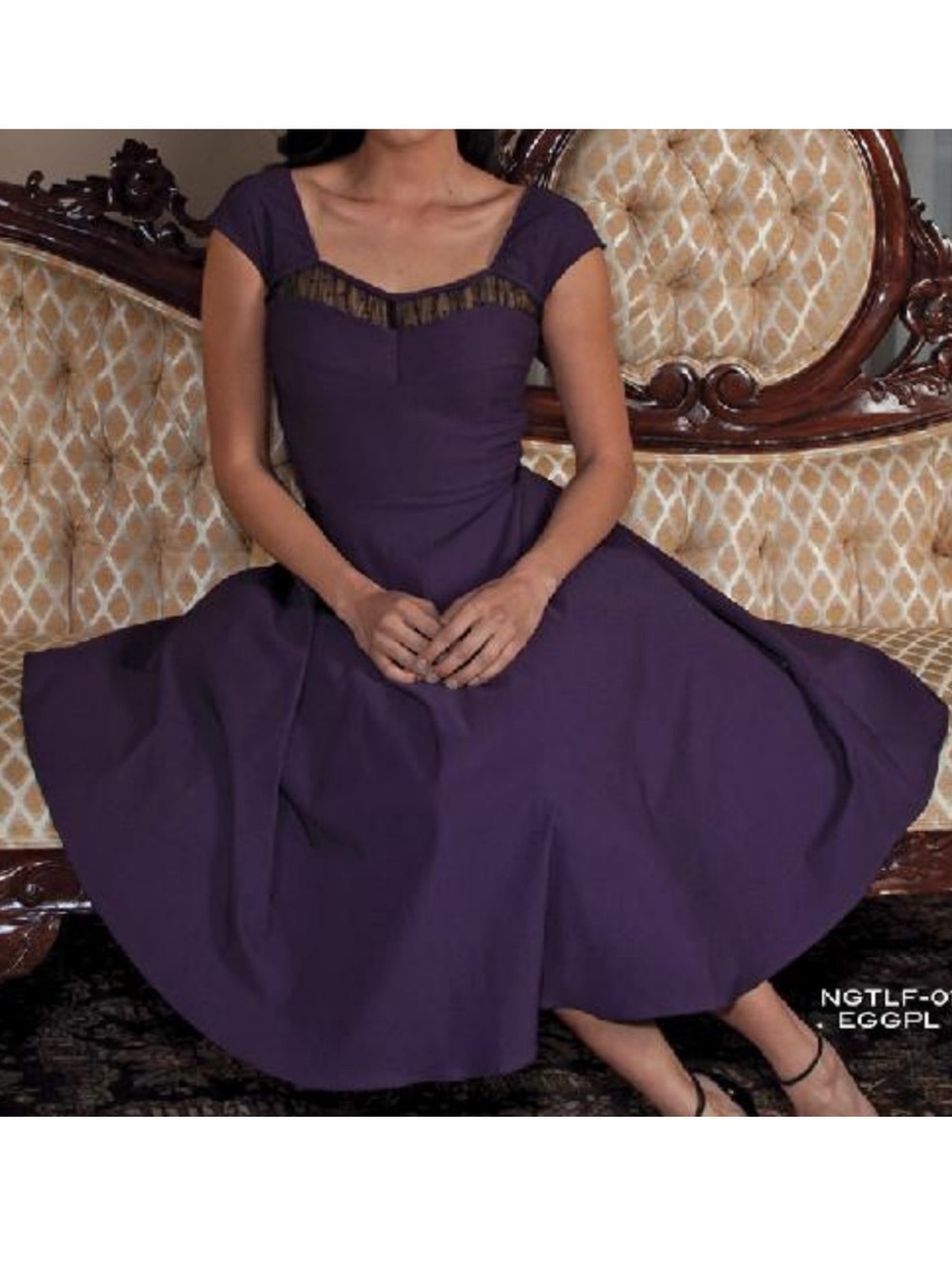 Stop Staring Nightlife Swing Dress in Eggplant - Size 14